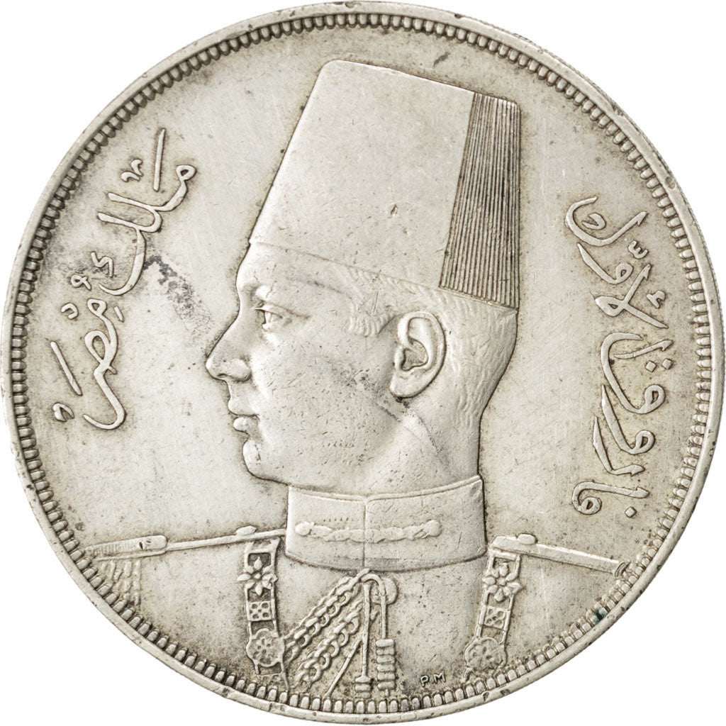 Egitto, Farouk, 20 Piastres, 1939, BB, Argento, KM:368