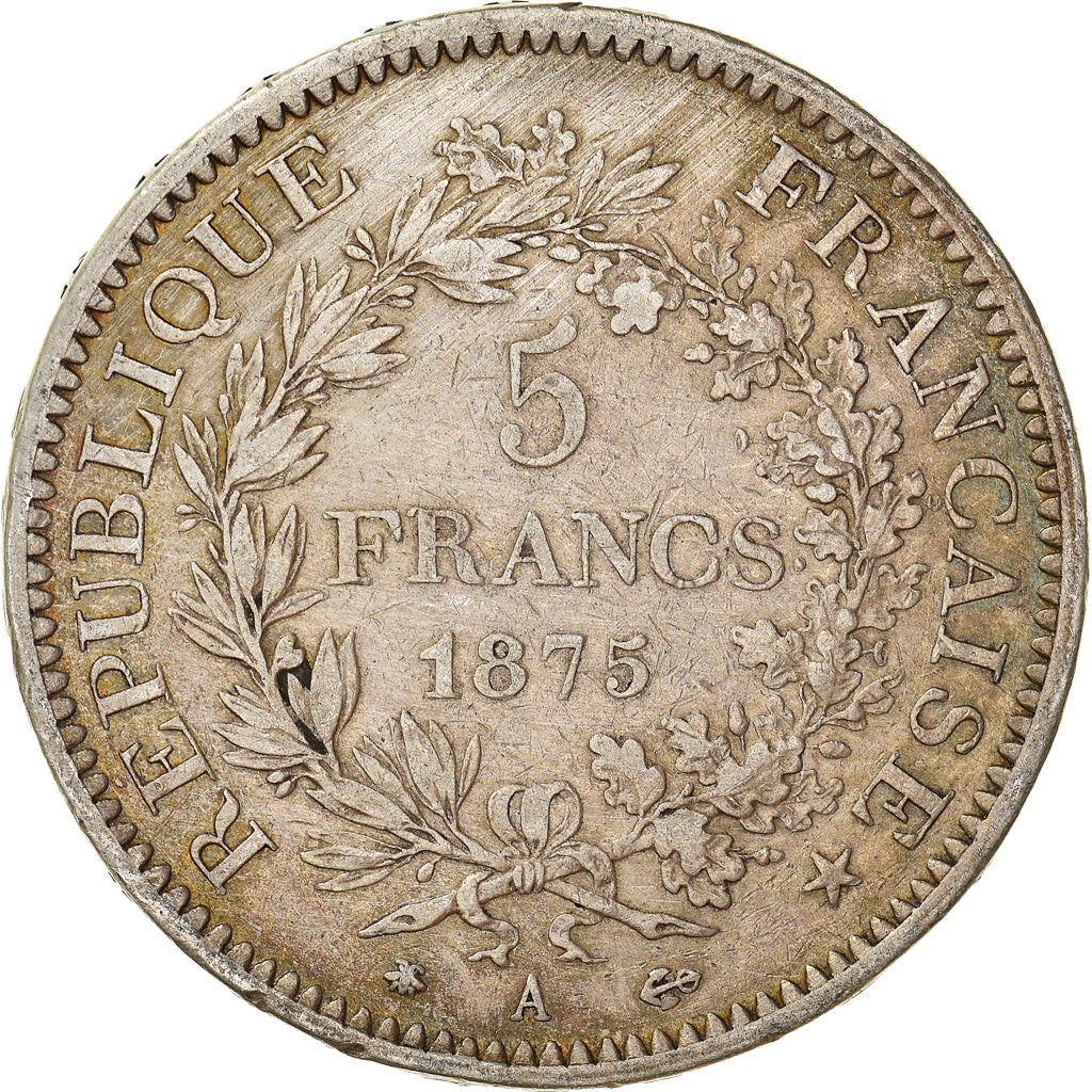 Coin, France, Hercule, 5 Francs, 1875, Paris, VF(30-35), Silver, KM:820.1