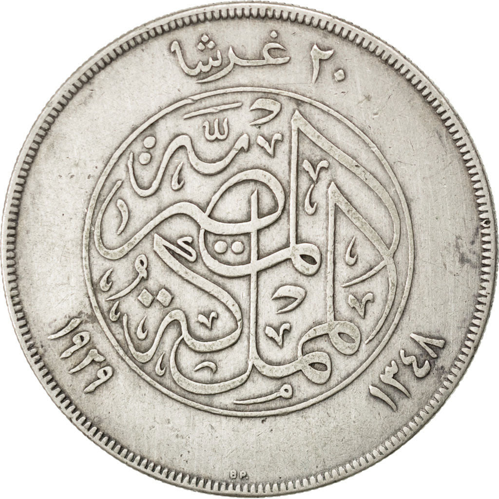 Egitto, Fuad I, 20 Piastres, 1929, BB, Argento, KM:352