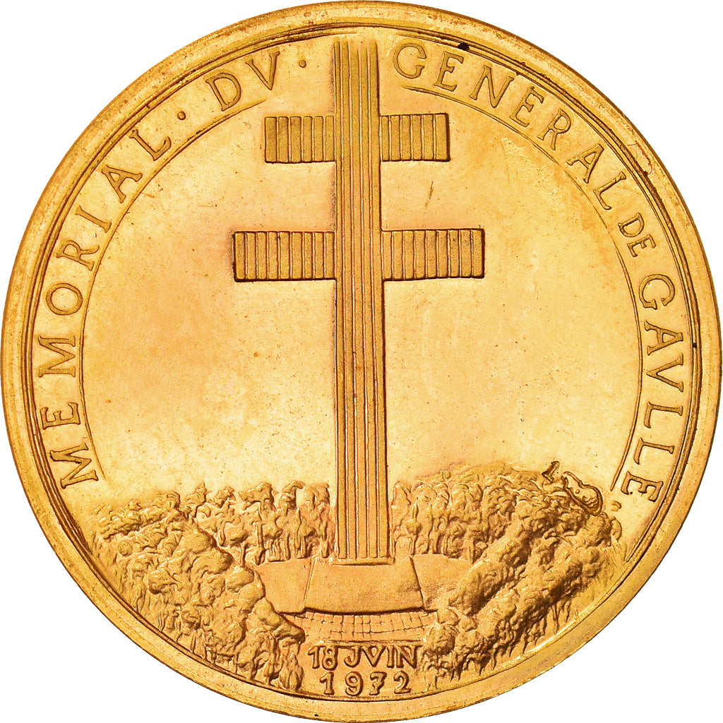 France, Médaille, Mémorial du Général de Gaulle, 1972, De Jaeger, FDC, Or