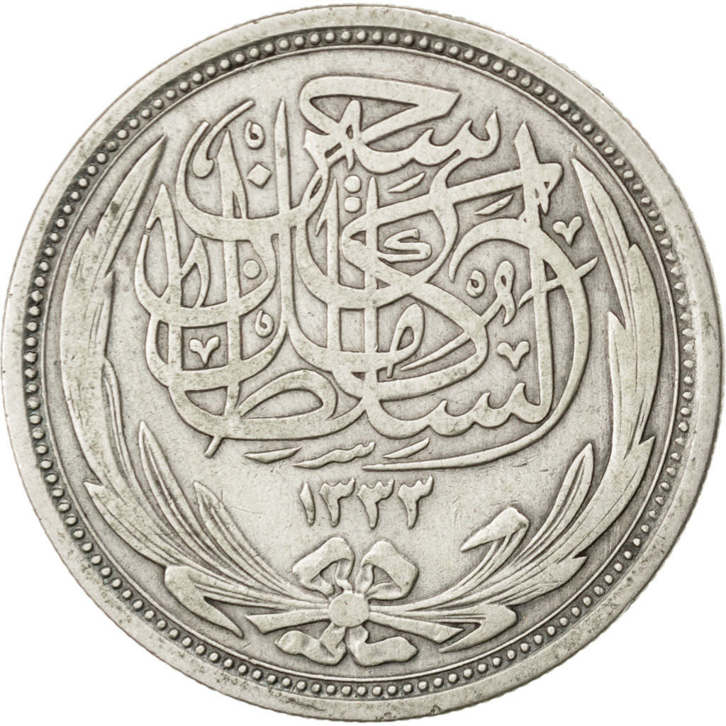 Moneta, Egitto, Hussein Kamil, 10 Piastres, 1916, BB, Argento, KM:319