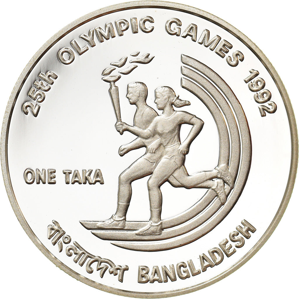 Coin, Bangladesh, Taka, 1992, MS(65-70), Silver, KM:14