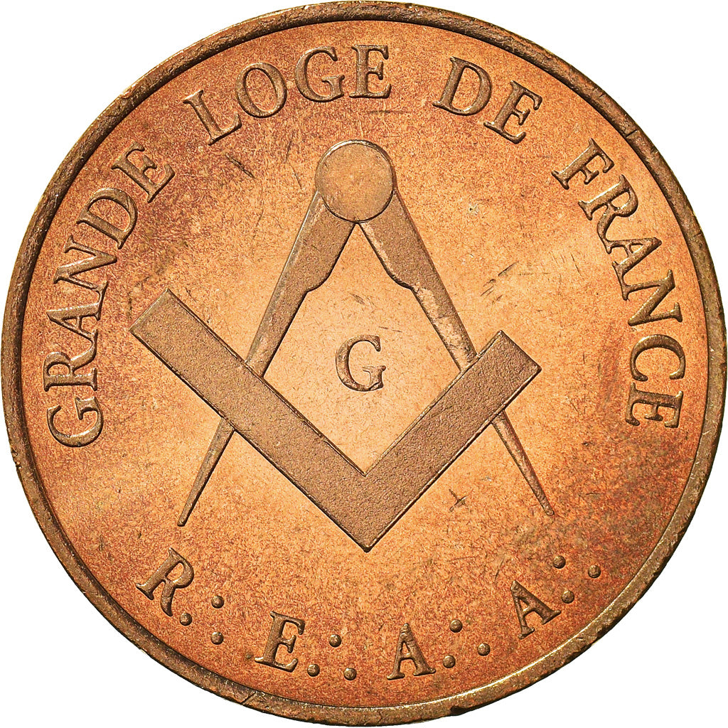 France, Médaille, Masonic, Grande Loge de France, 1994, SPL, Gilt Bronze