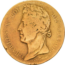 Moeda, COLÓNIAS FRANCESAS, Charles X, 10 Centimes, 1827, La Rochelle, F(12-15)