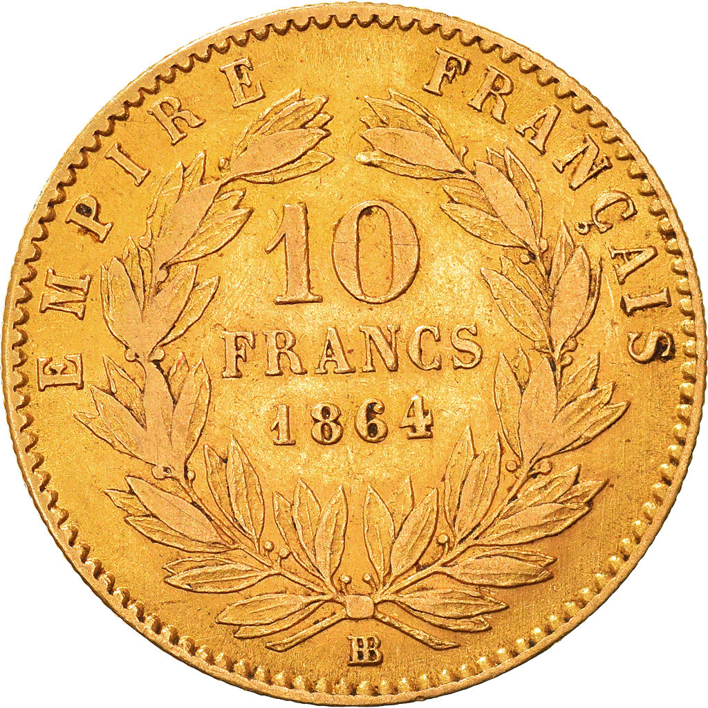 Moneta, Francja, Napoleon III, Napoléon III, 10 Francs, 1864, Strasbourg