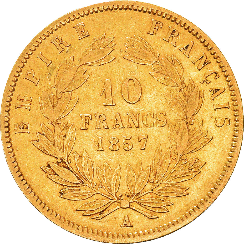 Munten, Frankrijk, Napoleon III, 10 Francs, 1857, Paris, FR+, Goud, KM:784.3