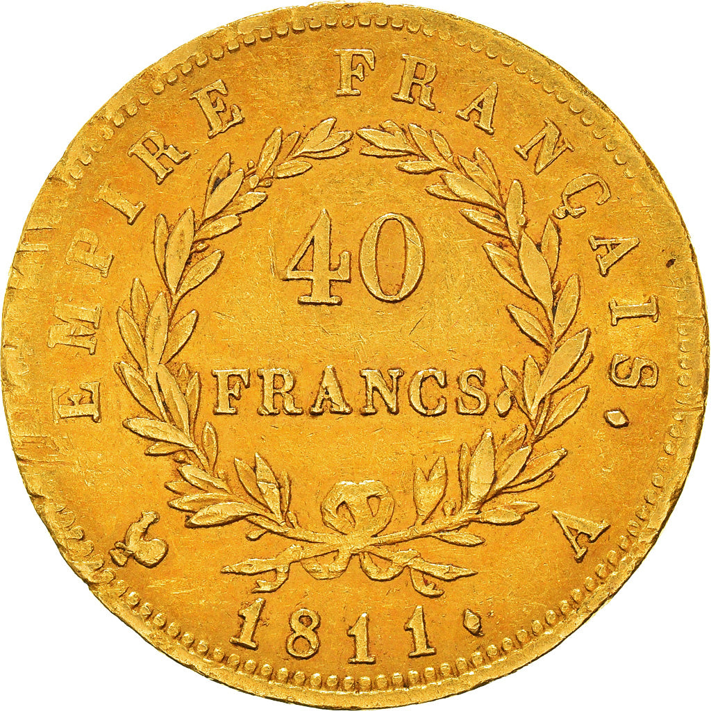 Moneda, Francia, Napoléon I, 40 Francs, 1811, Paris, MBC, Oro, KM:696.1