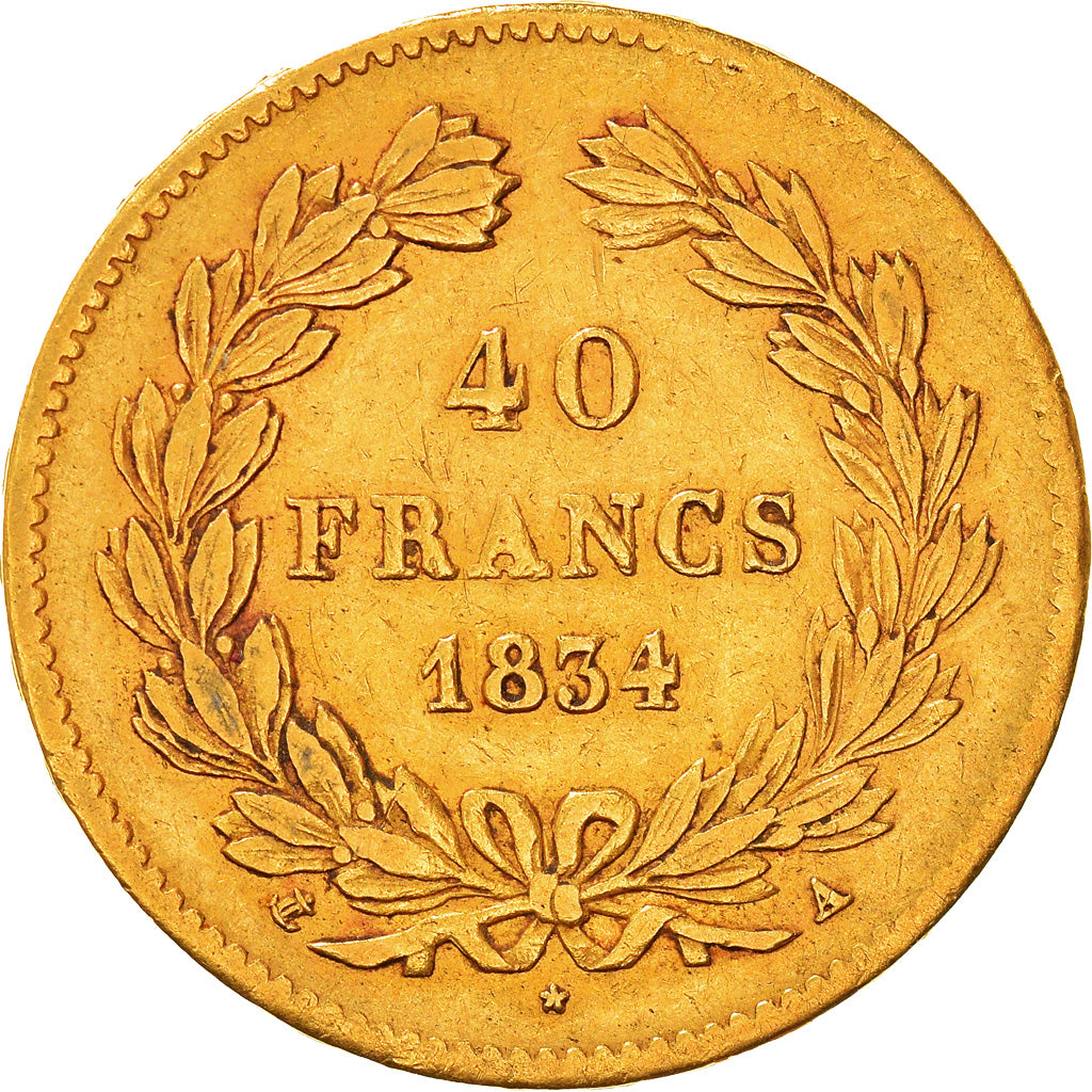 Munten, Frankrijk, Louis-Philippe, 40 Francs, 1834, Paris, ZF, Goud, KM:747.1