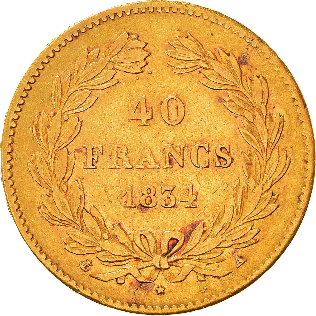 Moneta, Francja, Louis-Philippe, 40 Francs, 1834, Paris, VF(30-35), Złoto