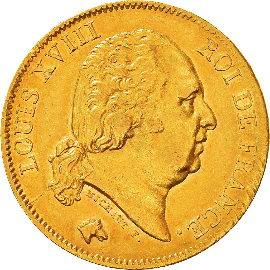 Moneta, Francja, Louis XVIII, Louis XVIII, 40 Francs, 1818, Lille, AU(50-53)