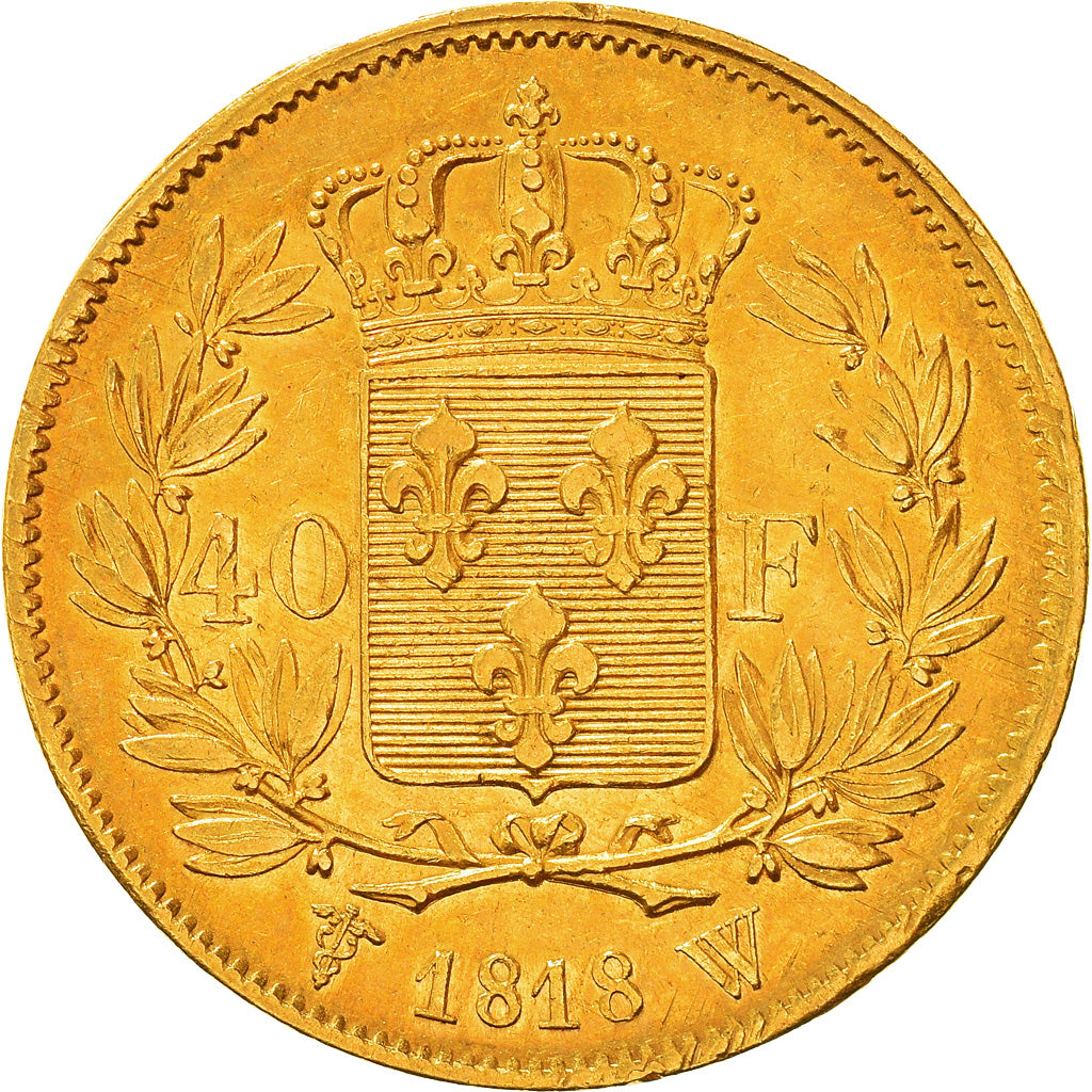 Moneta, Francja, Louis XVIII, Louis XVIII, 40 Francs, 1818, Lille, AU(50-53)