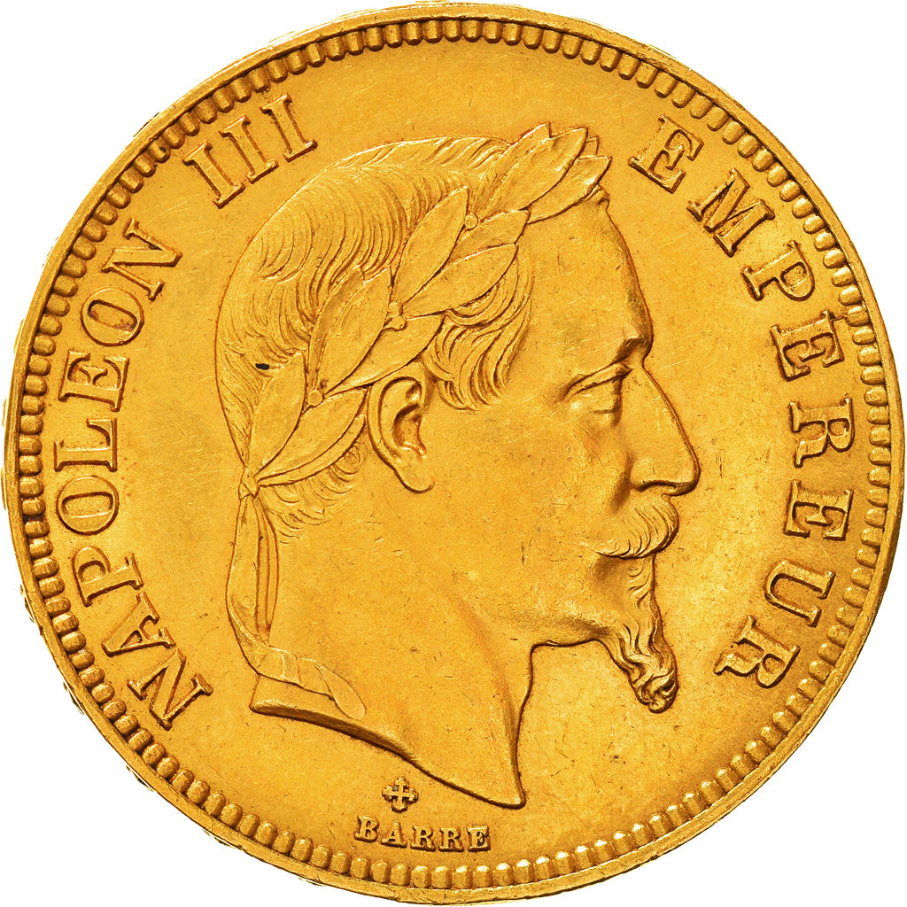 Coin, France, Napoleon III, 100 Francs, 1863, Strasbourg, AU(55-58), Gold