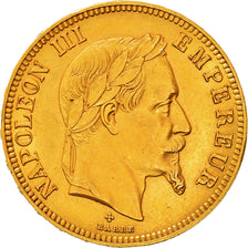 Coin, France, Napoleon III, 100 Francs, 1863, Strasbourg, AU(55-58), Gold
