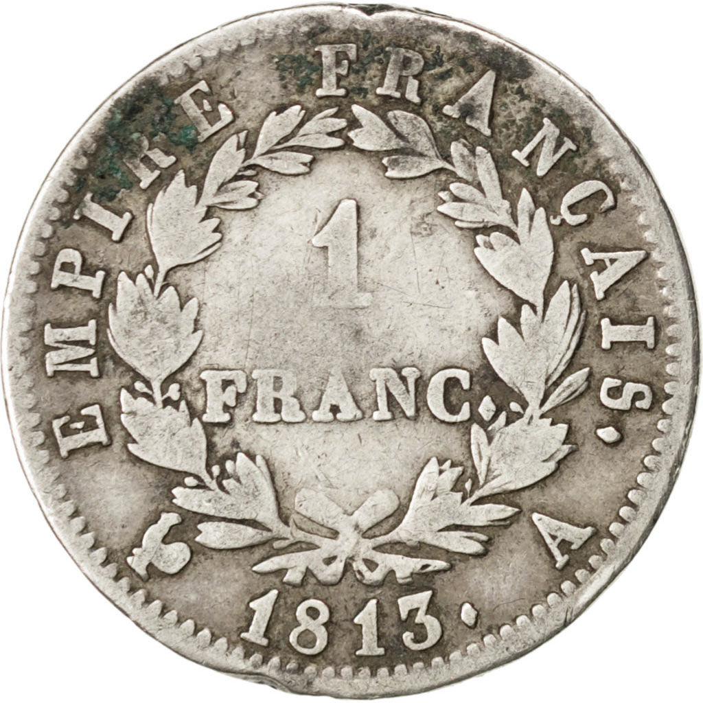 FRANCE, Napoléon I, Franc, 1813, Paris, KM #692.1, VF(20-25), Silver, Gadoury #.