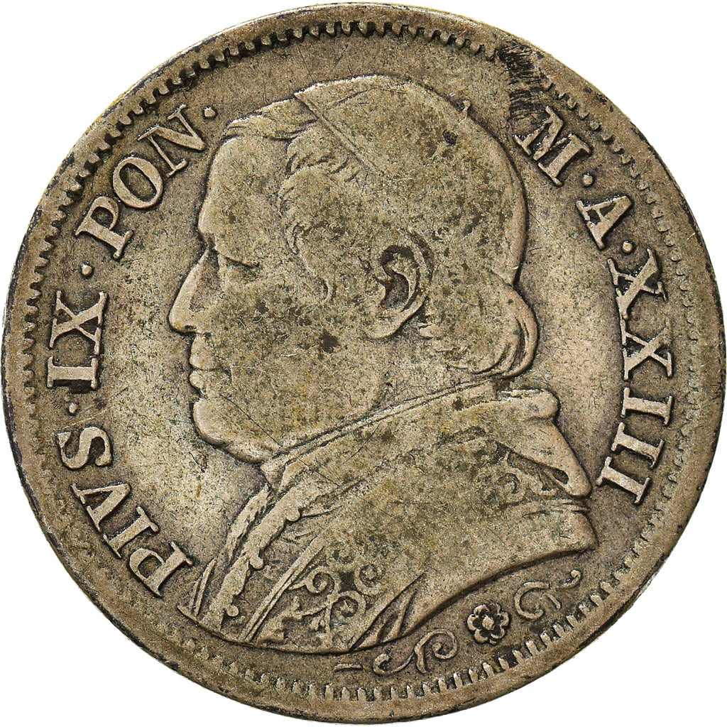 Moneta, DEPARTAMENTY WŁOSKIE, PAPAL STATES, Pius IX, Lira, 1869, Roma