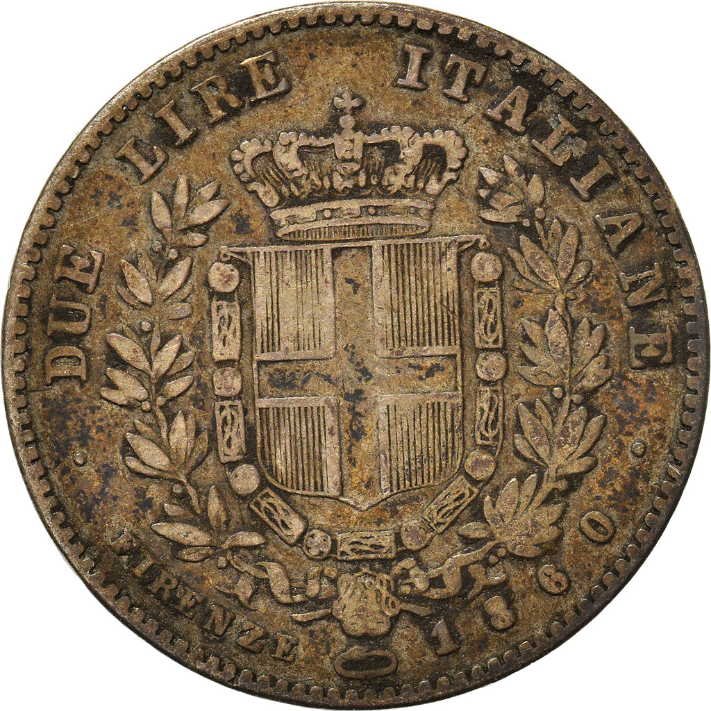 Moeda, ESTADOS ITALIANOS, EMILIA, Vittorio Emanuele II, 2 Lire, 1860, Florence