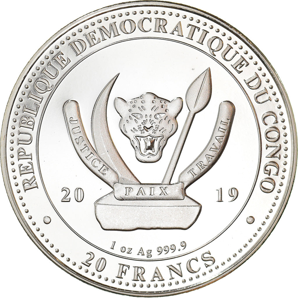 Moeda, CONGO, REPÚBLICA DEMOCRÁTICA, the giraffe, 20 Francs, 2019, 1 Oz