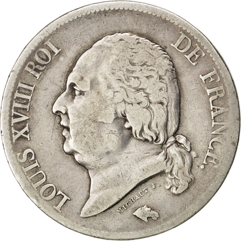 FRANCE, Louis XVIII, 5 Francs, 1821, Paris, KM #711.1, VF(30-35), Silver,...