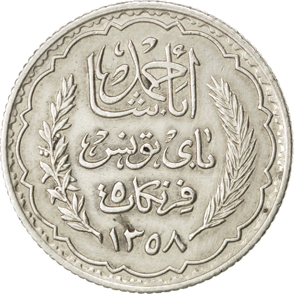 TUNISIA, 5 Francs, 1939, Paris, KM #264, EF(40-45), Silver, 24, Lecompte #309,..