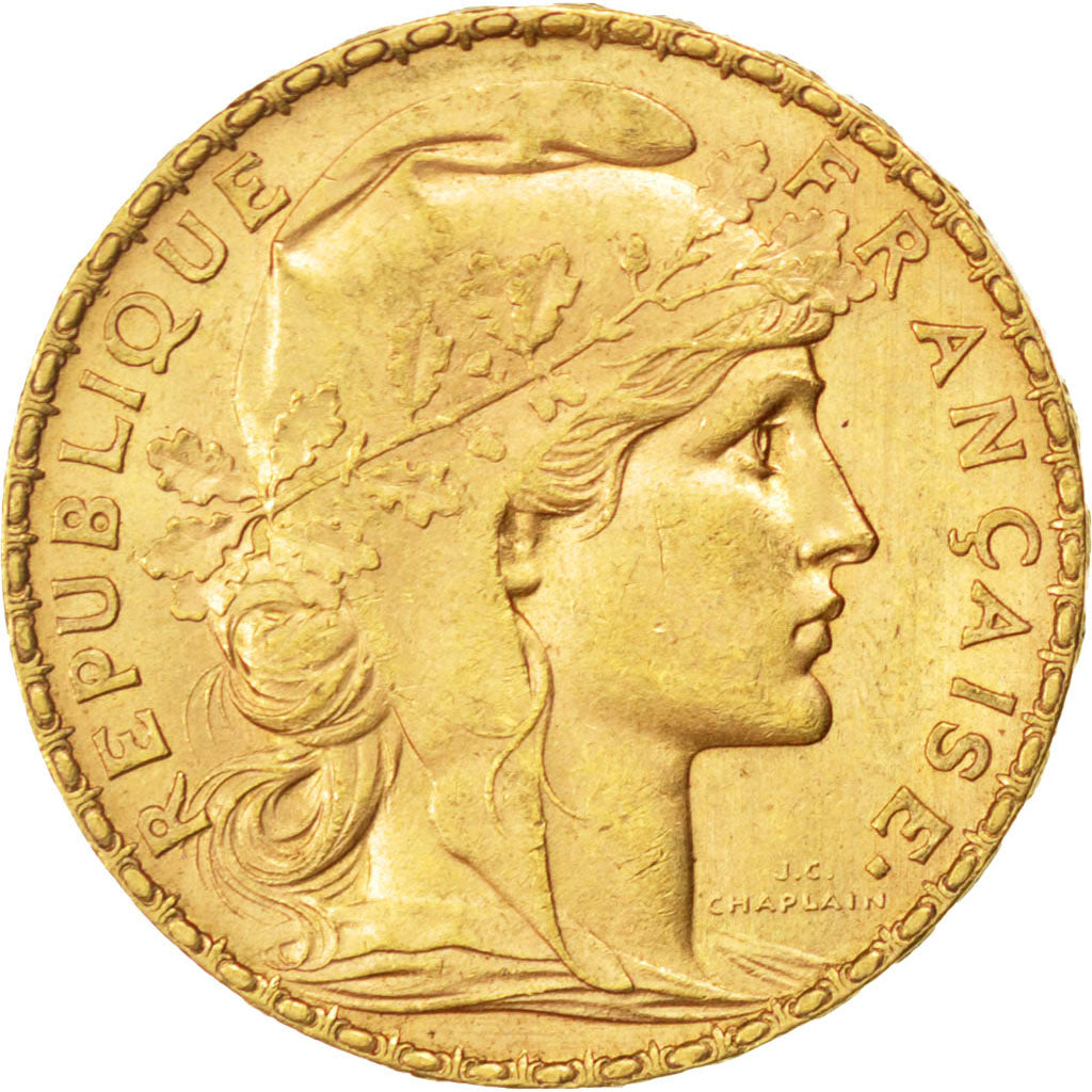 FRANCE, Marianne, 20 Francs, 1906, KM #847, EF(40-45), Gold, Gadoury #1064, 6.44