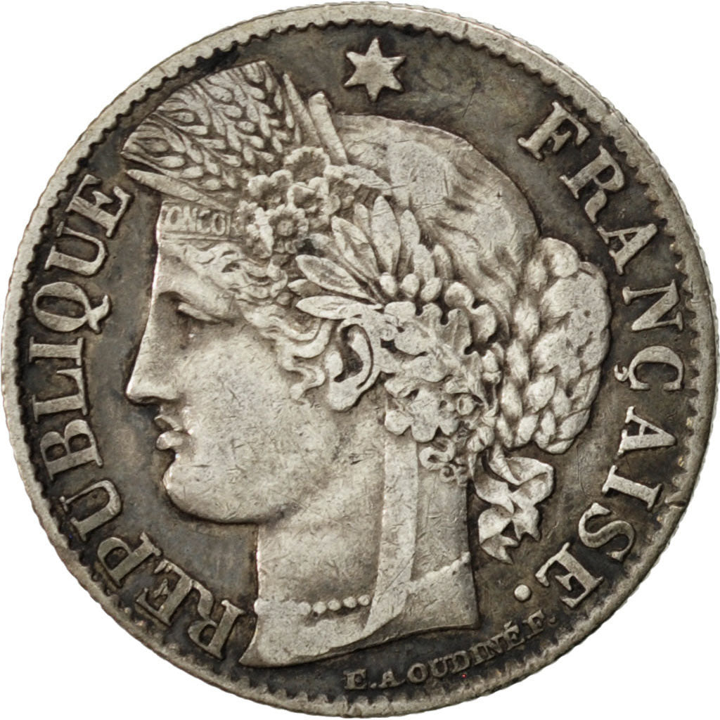 FRANCE, Cérès, 50 Centimes, 1874, Paris, KM #834.1, VF(30-35), Silver, 18, G...