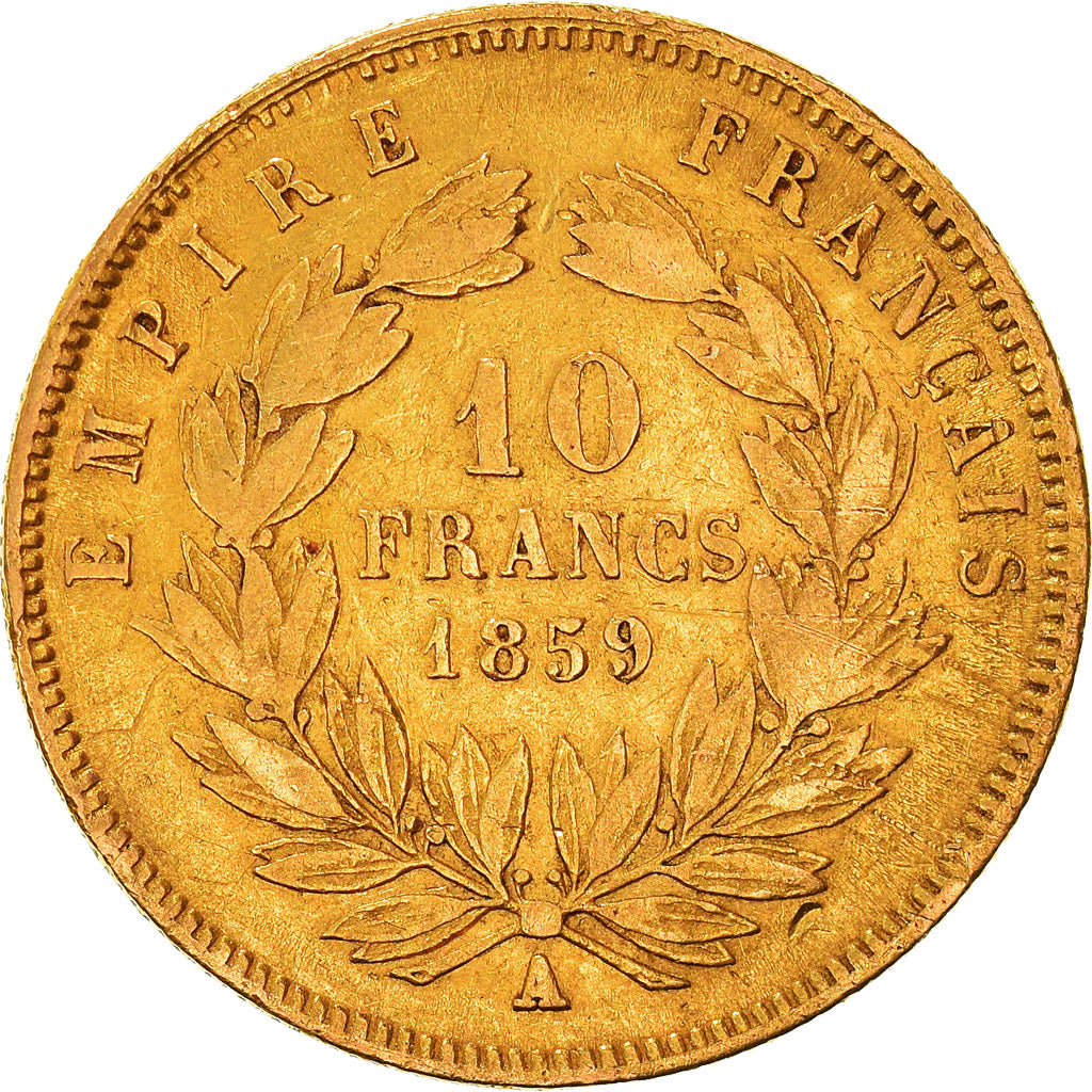 Munten, Frankrijk, Napoleon III, 10 Francs, 1859, Paris, FR+, Goud, KM:784.3