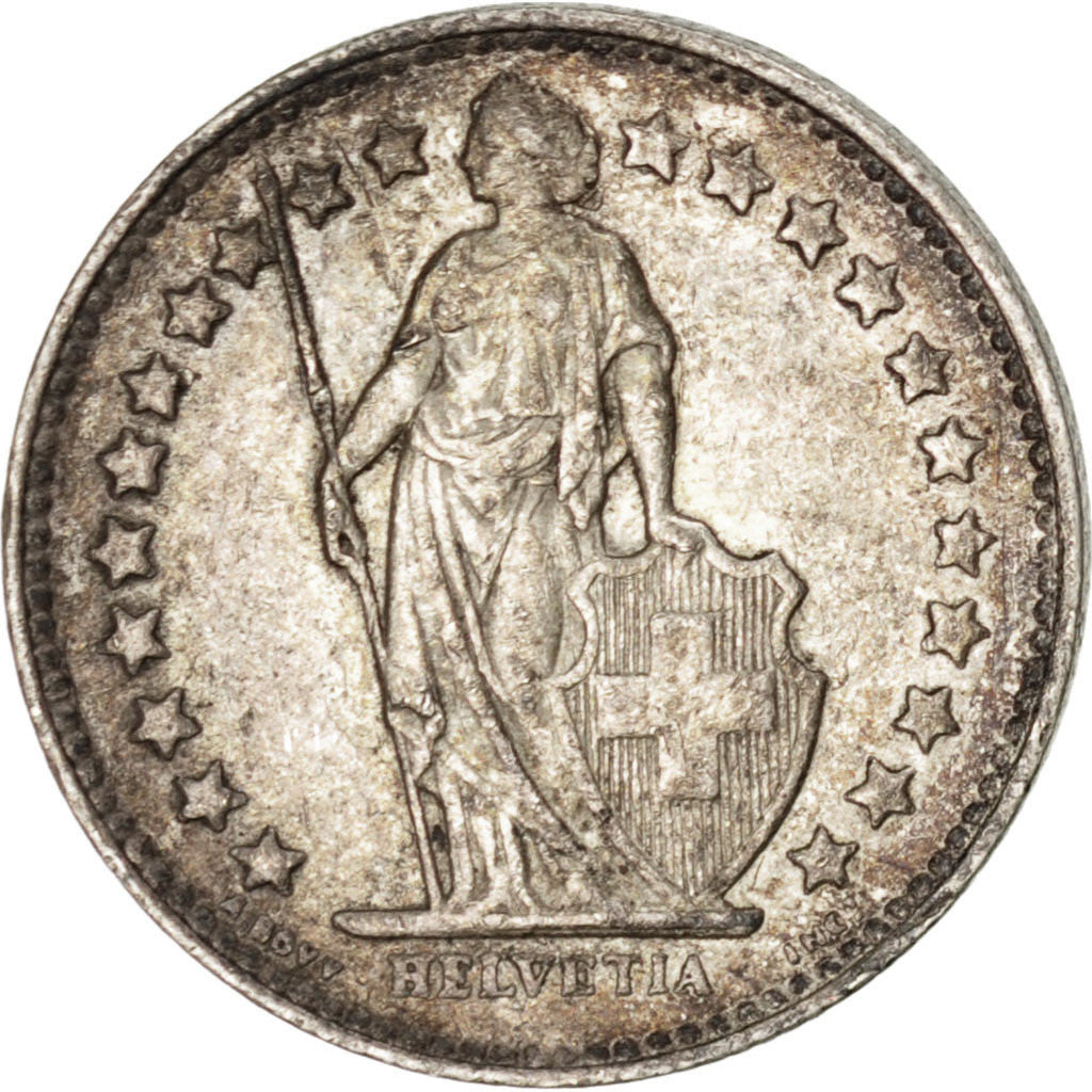 SWITZERLAND, 1/2 Franc, 1945, Bern, KM #23, EF(40-45), Silver, 18.2, 2.49