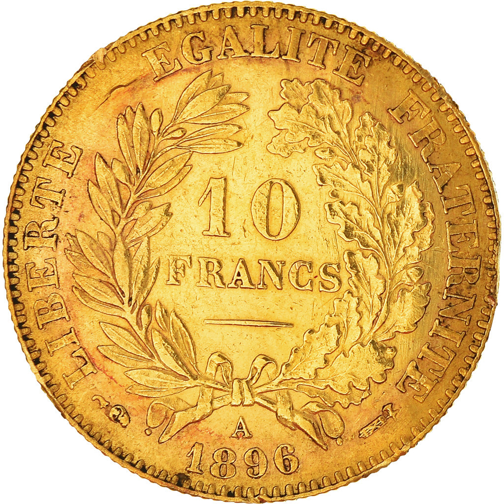 Coin, France, Cérès, 10 Francs, 1896, Paris, VF(30-35), Gold, KM:830
