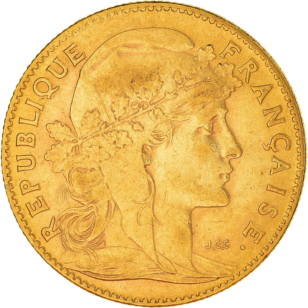 Moneda, Francia, Marianne, 10 Francs, 1906, Paris, MBC+, Oro, KM:846