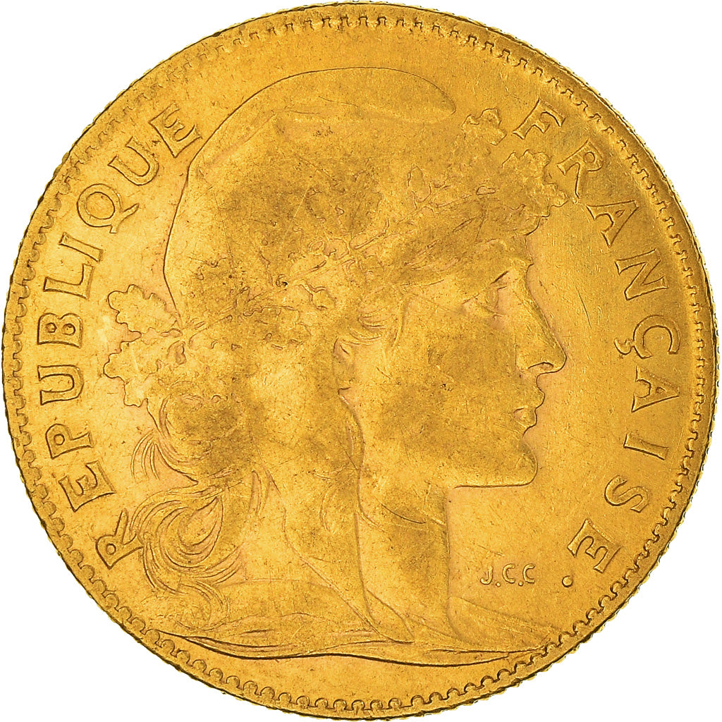 Moneda, Francia, Marianne, 10 Francs, 1907, Paris, MBC, Oro, KM:846