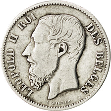 BELGIUM, 50 Centimes, 1866, KM #26, VF(30-35), Silver, 2.44