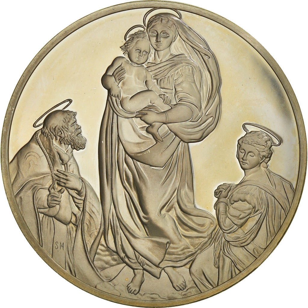 Francia, medaglia, French Fifth Republic, La Madone Sixtine - Raphael, Arts &