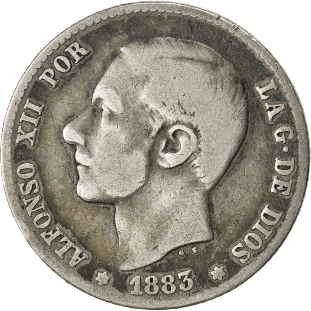 Coin, Spain, Alfonso XII, Peseta, 1883, VF(20-25), Silver, KM:686