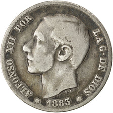 Coin, Spain, Alfonso XII, Peseta, 1883, VF(20-25), Silver, KM:686