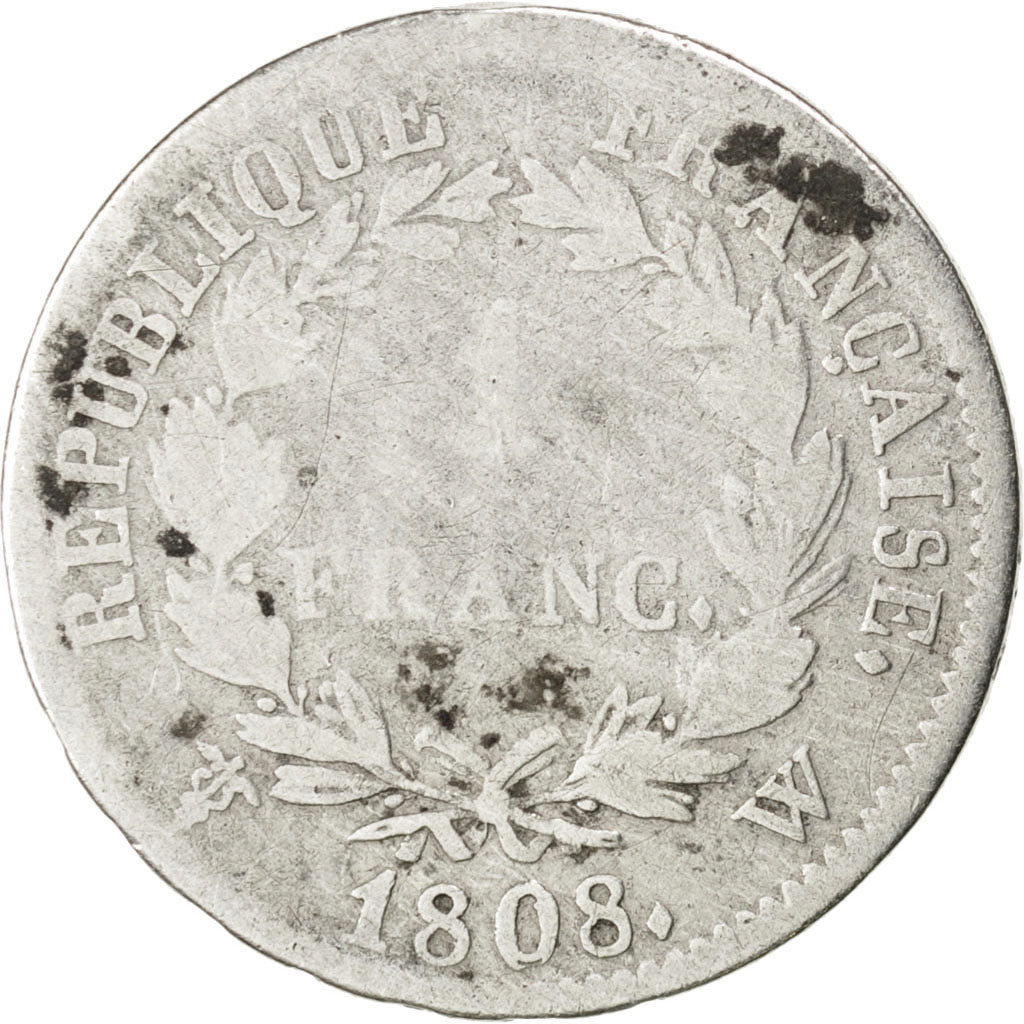 Francia, Napoléon I, Franc, 1808, Lille, B, Argento, KM:682.14, Gadoury:446