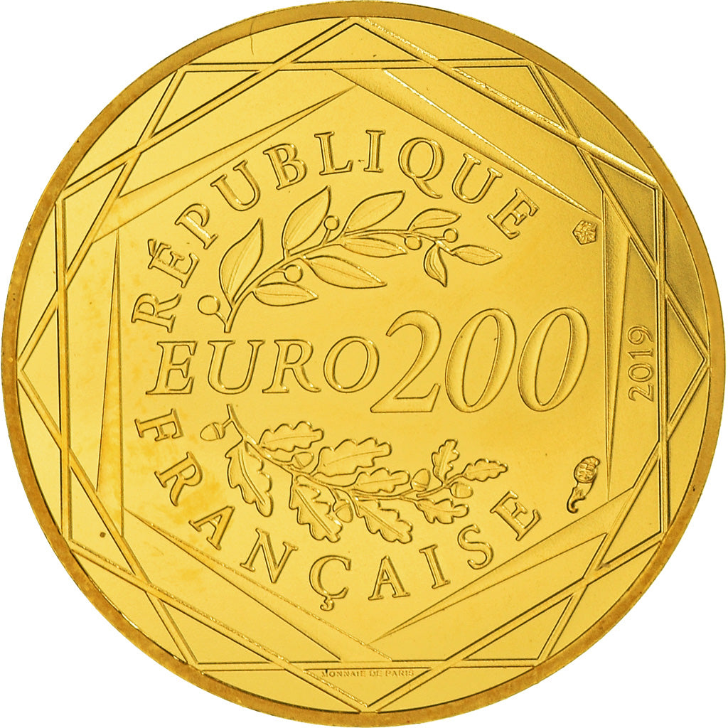 France, 200 Euro, Pièce d'Histoire, 2019, Paris, Bent flan, MS(65-70), Gold