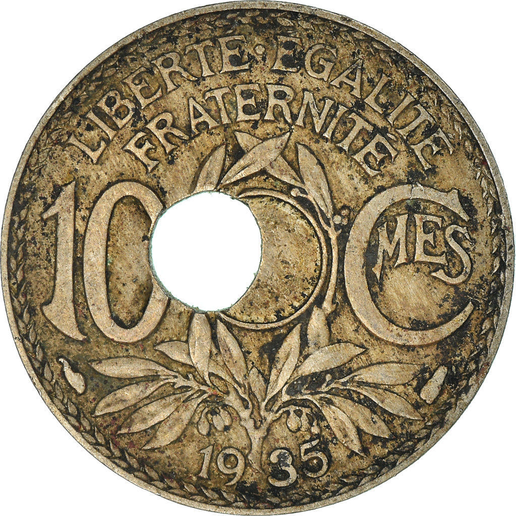 Coin, France, Lindauer, 10 Centimes, 1935, Paris, Trou Décentré, EF(40-45)