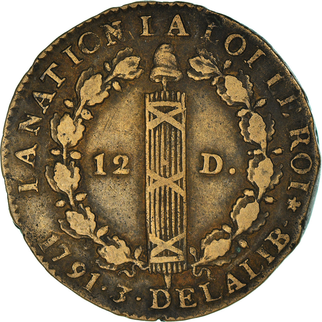 Moneta, Francja, 12 deniers françois, 12 Deniers, 1791, Paris, EF(40-45)