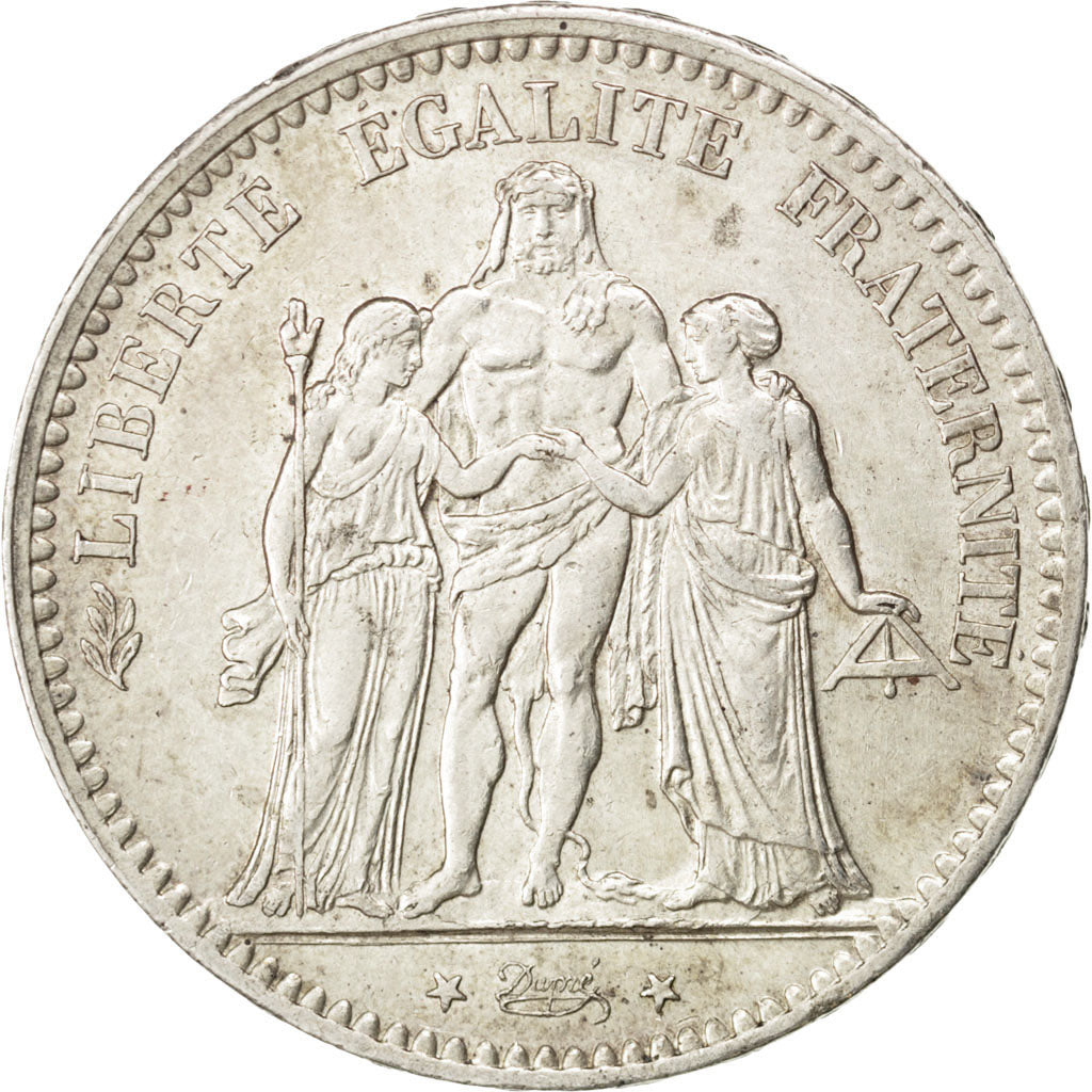 FRANCE, Hercule, 5 Francs, 1876, Paris, KM #820.1, AU(50-53), Silver, Gadoury...