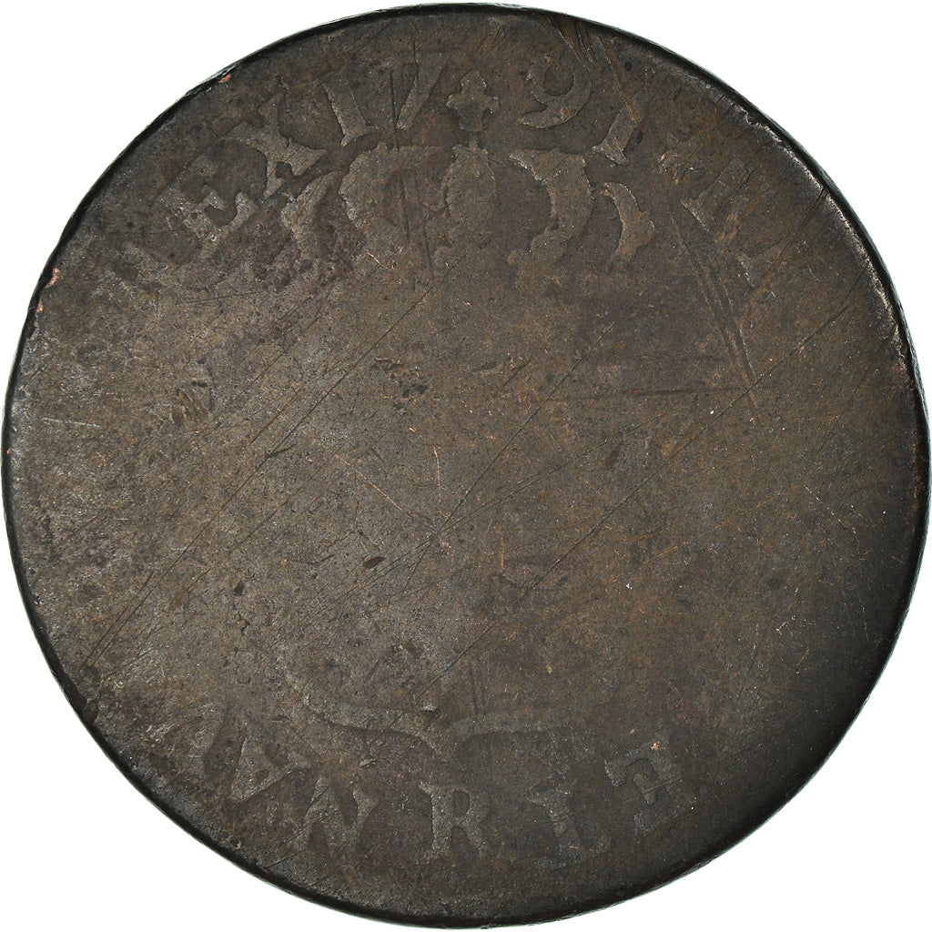 Munten, Frankrijk, Louis XVI, Sol ou sou, Sol, 1791, Orléans, ZG+, Koper