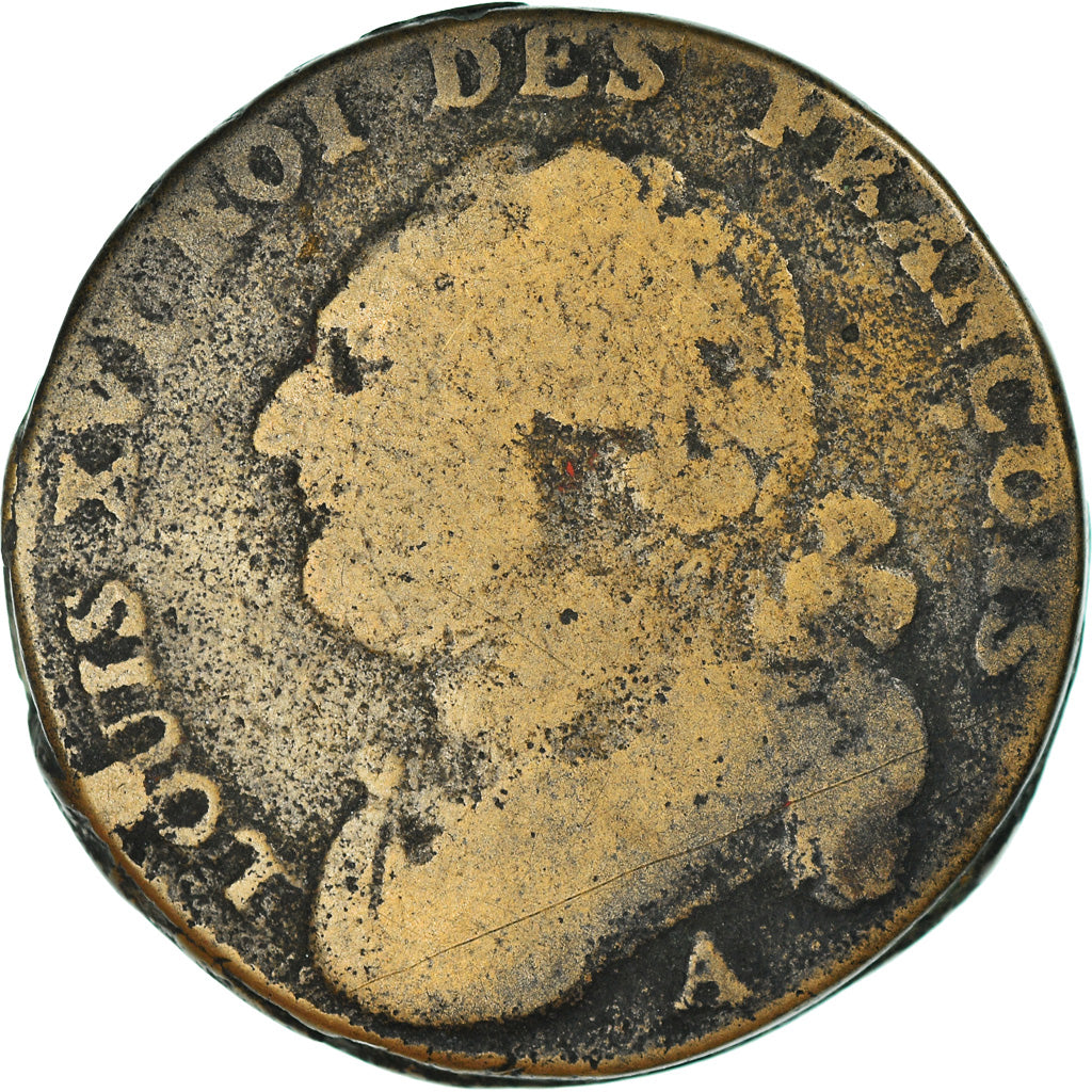 Moneta, Francja, 12 deniers françois, 12 Deniers, 1791, Paris, VF(20-25)