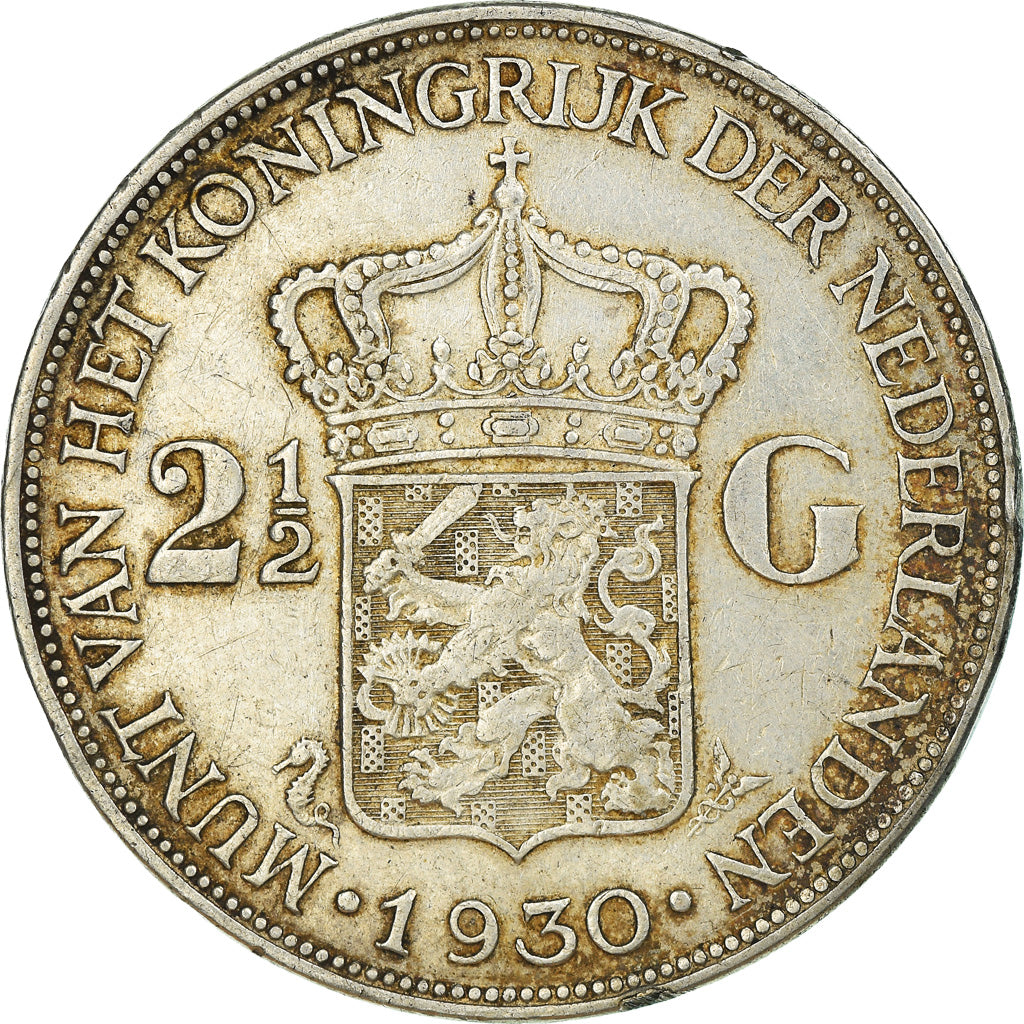 Coin, Netherlands, Wilhelmina I, 2-1/2 Gulden, 1930, VF(30-35), Silver, KM:165