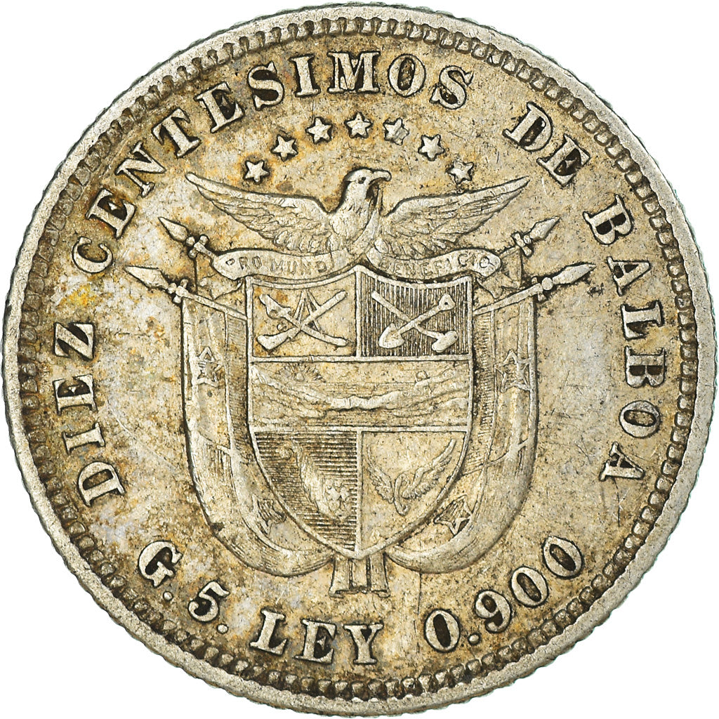 Moneda, Panamá, 10 Centesimos, 1904, MBC, Plata, KM:3
