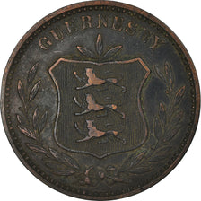 Moneda, Guernsey, 8 Doubles, 1889, Heaton, Birmingham, BC+, Bronce, KM:7