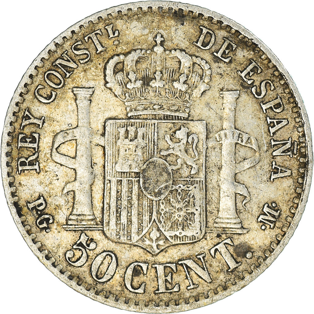 Coin, Spain, Alfonso XIII, 50 Centimos, 1892, Madrid, EF(40-45), Silver, KM:690