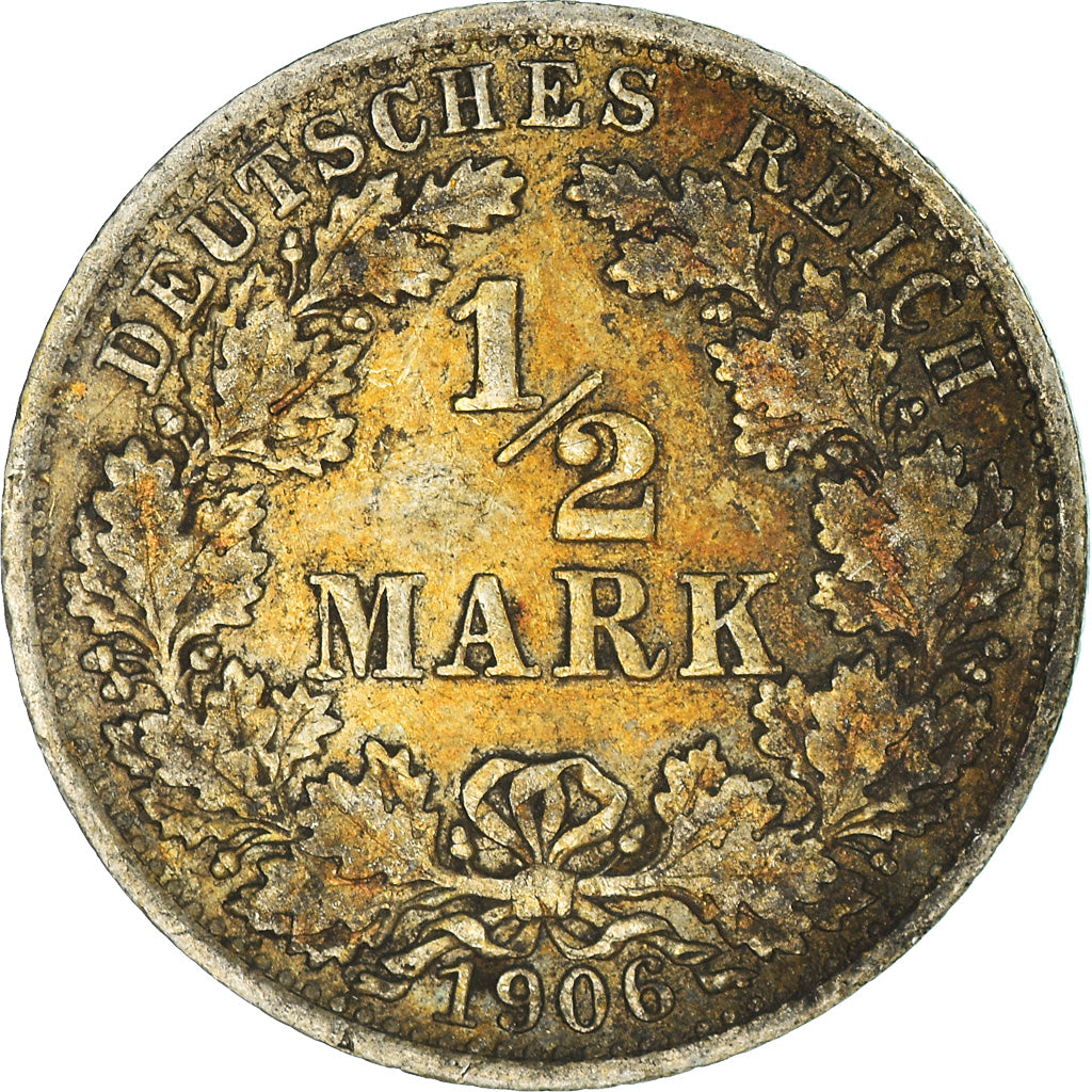 Moneta, GERMANIA - IMPERO, 1/2 Mark, 1906, Berlin, BB+, Argento, KM:17