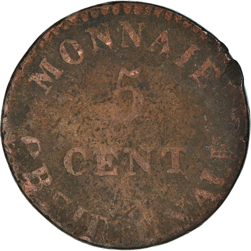 Moneta, STATI FRANCESI, ANTWERP, 5 Centimes, 1814, Anvers, MB, Bronzo, KM:2.1