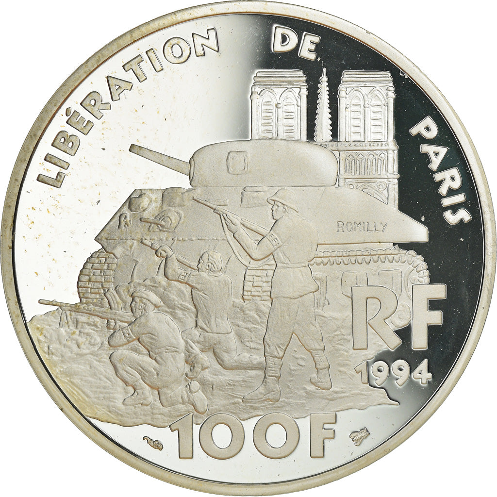 Moneda, Francia, Libération de Paris, 100 Francs, 1994, Proof, FDC, Plata