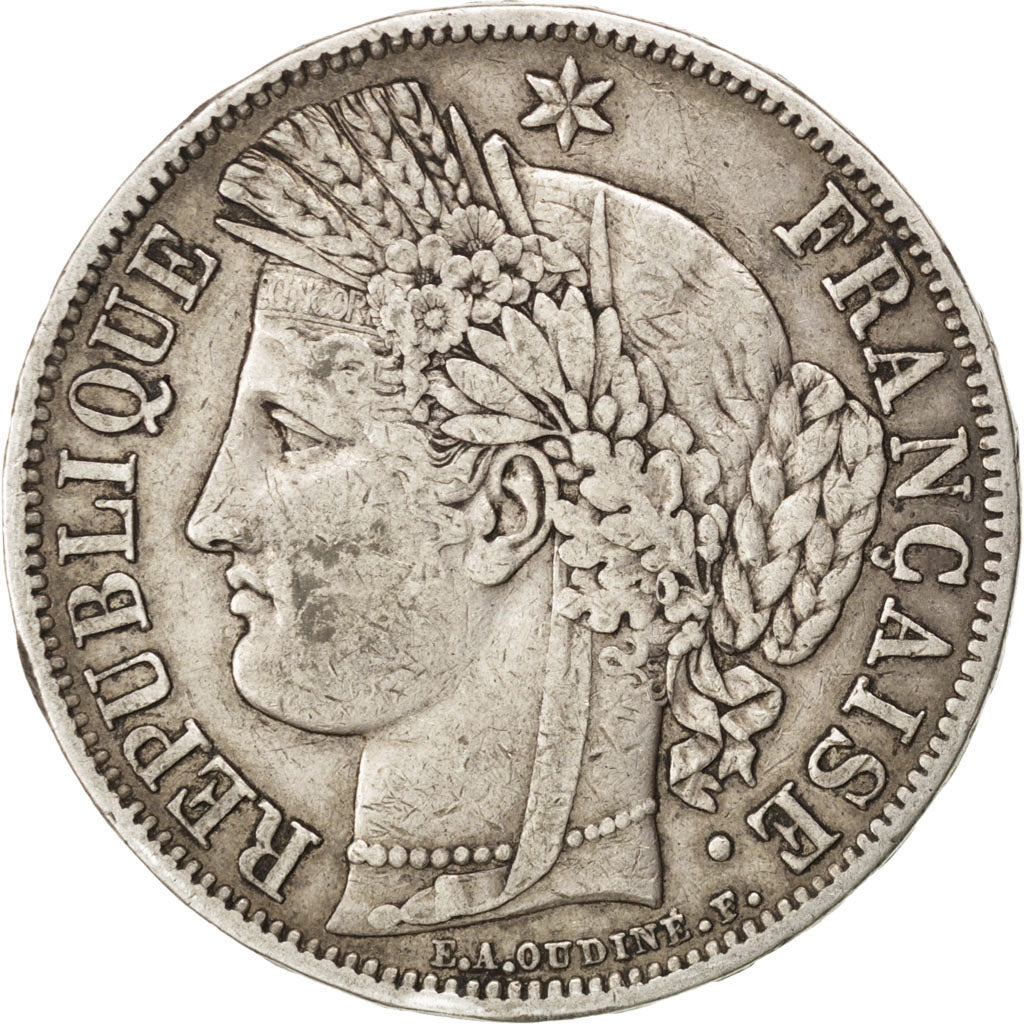 FRANCE, Cérès, 5 Francs, 1849, Paris, KM #761.1, EF(40-45), Silver, Gadoury #719