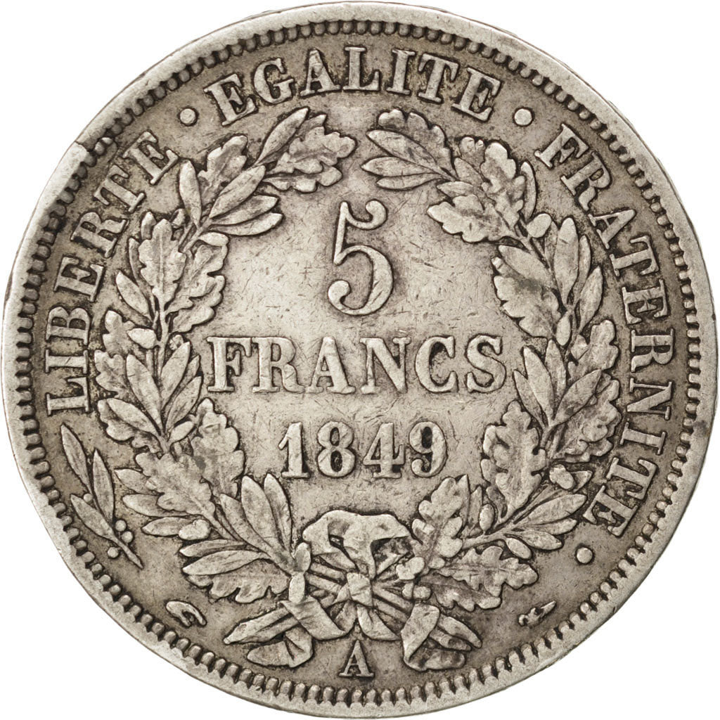 FRANCE, Cérès, 5 Francs, 1849, Paris, KM #761.1, EF(40-45), Silver, Gadoury #719